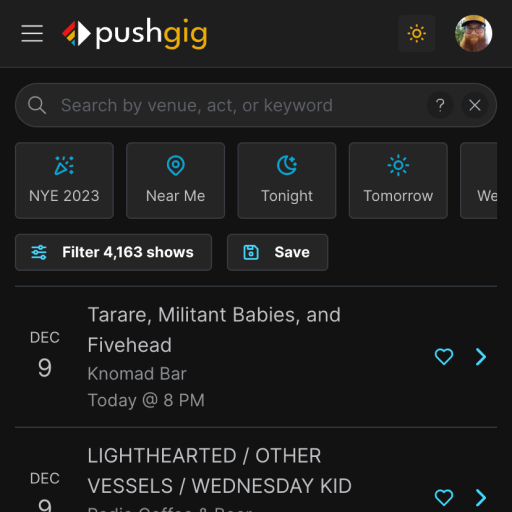 show list screenshot